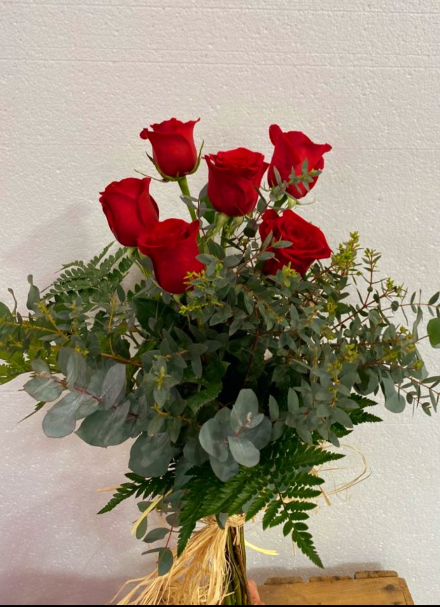 Ramo de 6 rosas largas - Floristería en madrid, Flores Arguelles, Plantas  artificiales Moncloa